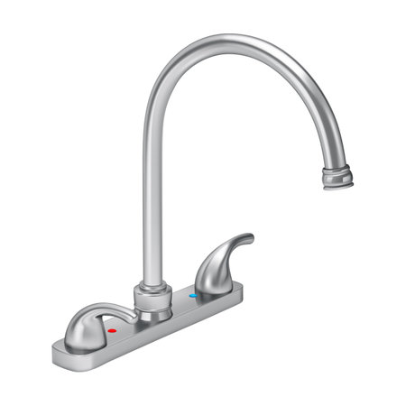 Illustration of Mixing Tap for Cold and Hot Water for the Bathroom, or Kitchen Mixer on a White Backdropのイラスト素材