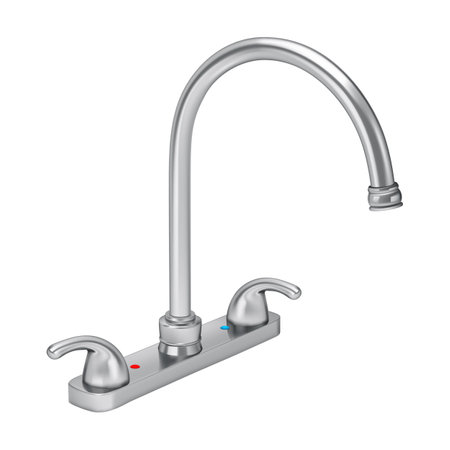 Illustration of Mixing Tap for Cold and Hot Water for the Bathroom, or Kitchen Mixer on a White Backdrop. Scratch Resistant Grade Stainless Steelのイラスト素材