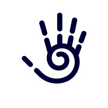 Illustration of Simple Hand with Five Fingers, and Spiral Design Abstract Element on White Backdropのイラスト素材