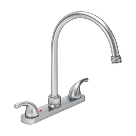Illustration of Mixing Tap for Cold and Hot Water for the Bathroom, or Kitchen Mixer on a White Background. Scratch Resistant Grade Stainless Steelのイラスト素材