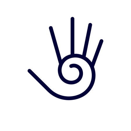 Illustration of Stylized Hand with Five Fingers, and Spiral Design Abstract Element on White Backdropのイラスト素材