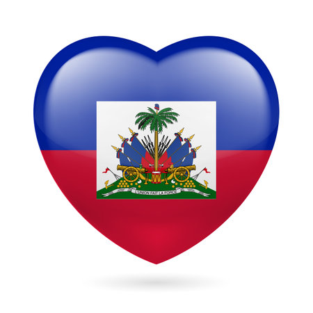 Heart with Haitian Flag Colors. I Love Haiti with the National Emblemのイラスト素材
