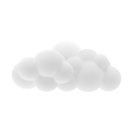 Cartoon Illustration of 3D Render Cloud or Smoke with Shadow Effect on Whiteのイラスト素材