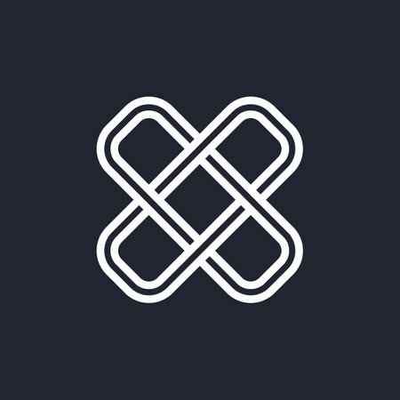 Complex Geometric Contemporary Element. Logo Design for Business Corporate Sign. Abstract Merged Figures for Websites or Web Design on Black Backdropのイラスト素材