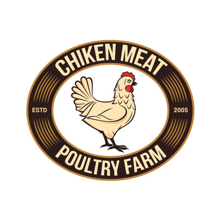 Chicken Poultry Farm , Vintage Quality. Fresh Organic Chicken Meat Farmerのイラスト素材