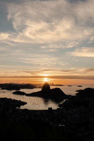 sunrise at the viewpoint dona marta overlooking the Sugarloaf Mountainの写真素材
