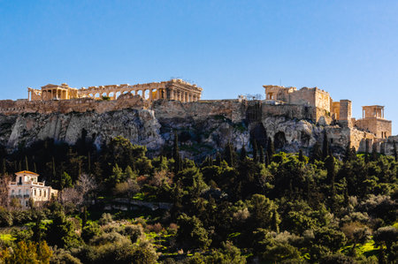 Acropolis of Athens with Parthenon and Erechtheion ancient temples, Greece.の写真素材
