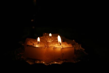 Candle  night fire dark burning romanceの写真素材