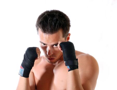 The young boxer on a white background .の写真素材
