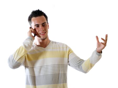 The young man with phone.の写真素材