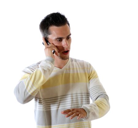 The young man with phone.の写真素材