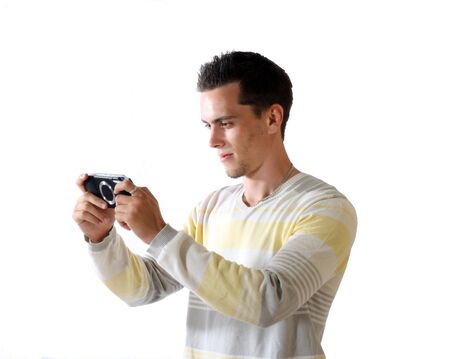 The young man with gadget.の写真素材