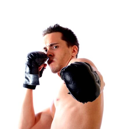 The young boxer on a white background .の写真素材