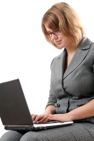 The Young businesslady with laptop.の写真素材