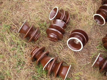 Insulator linear - the device for isolation of air-lines of an electricity transmission made of dielectric. One of the types of an electric insulatorの写真素材