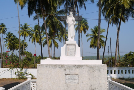 Jesus Christ's statue in the yard of Jesus's Mother church in the state of Goaの写真素材