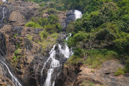 Vicinities of falls Dudkhsagar in India, in mountains the Western Ghats among the jungleの写真素材