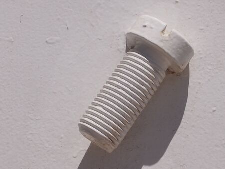 Iron bolts and screws are welded on gate and painted with white enamel