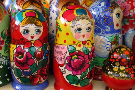 Wooden doll - painted Russian dolls with a secret insideの写真素材