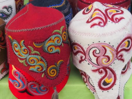 Kazakh national men's and female festive headdress