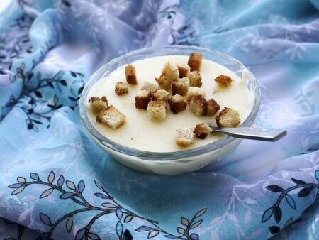 Porridge mana with crumbs - favorite baby foodの写真素材