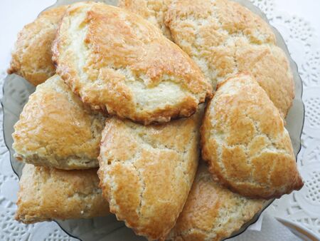 Blush, fresh curd cakes baked for teaの写真素材