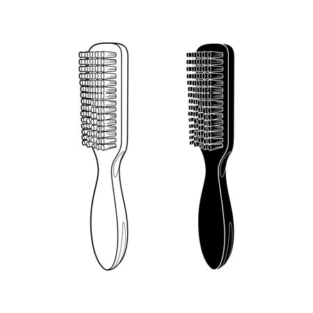 hairbrush - vector illustration isolated on white background. hair bristles - barbershop tool. comb.のイラスト素材