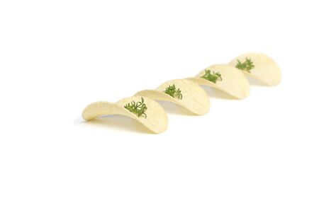 Potato crisps with herbs の写真素材