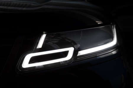 LED Headlight of premium black SUV from Britainの写真素材