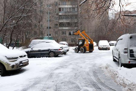 In the city of winter. Snow. All forces are thrown on snow removal. Special snowplows went to work....