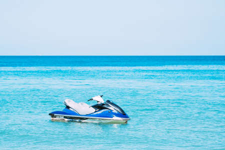 Blue Jet-Ski in the Water near the beach. No peopleの写真素材