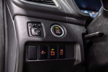 Moscow, Russia - February 17, 2021: All new Mitsubishi Pajero Sport. Montero. Interior of Japan SUVのeditorial素材