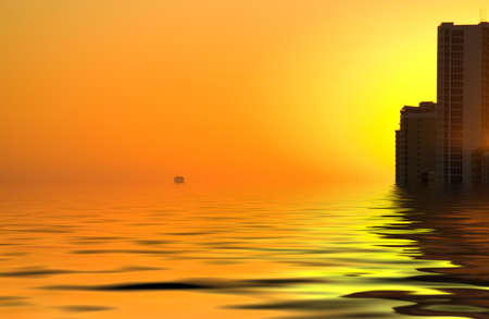 A golden sunset at the beach.の写真素材