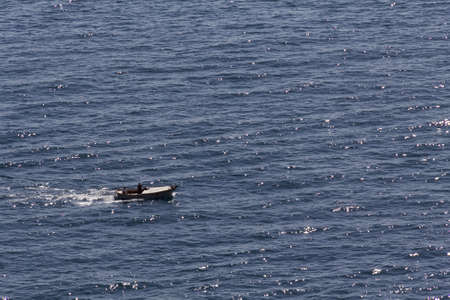 Motor boat in the seaの写真素材