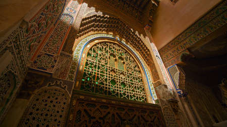 Ancient design of a beautiful historical room in the form of figurative carving with ornament