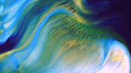 Abstract background color, flickering bright hues, beautifully interacting with each other with smooth lines, merging into a common stream of the main colorの写真素材