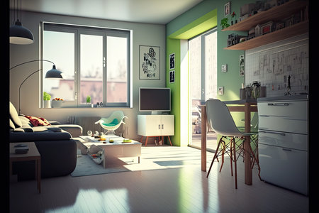 3d render of modern living room interior design. 3d rendering
