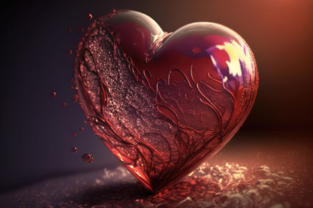 Heart with water drops. Valentine's day backgroundの写真素材