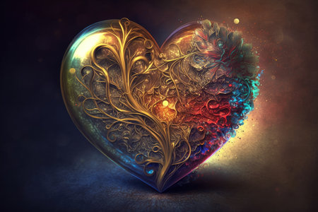Vintage heart on a dark background