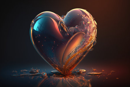 Broken heart on a dark background.の写真素材