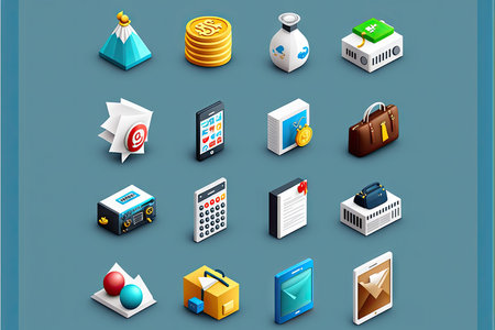 Isometric 3d icons set for business and finance. vector illustrationの写真素材