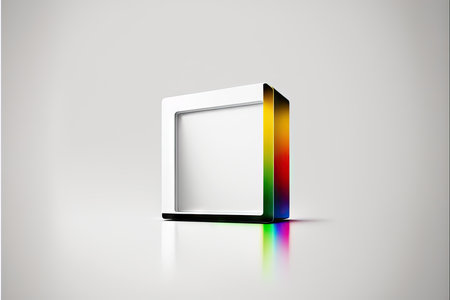 White box with rainbow light on gray background. Eps 10 vector file.