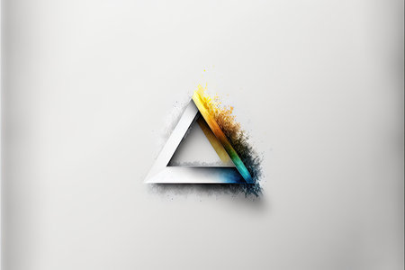 Abstract triangle background with paint splashes and blots.の写真素材