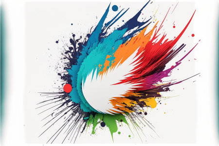 Abstract colorful paint splashes on white backgroundの写真素材