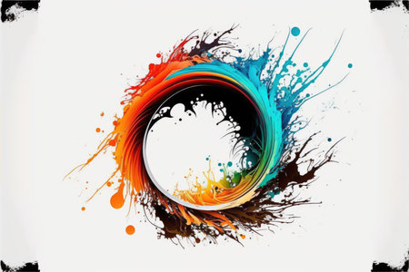 Abstract colorful paint splashes on white backgroundの写真素材