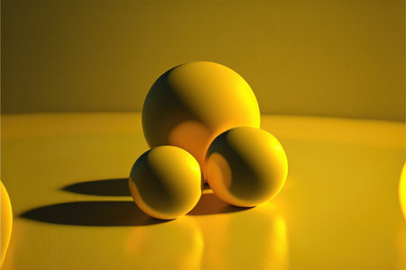 Abstract background with yellow ballsの写真素材