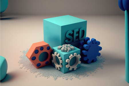3d rendering of a set of cubes with the word SEOの写真素材