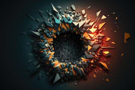 abstract geometric shape in virtual spaceの写真素材
