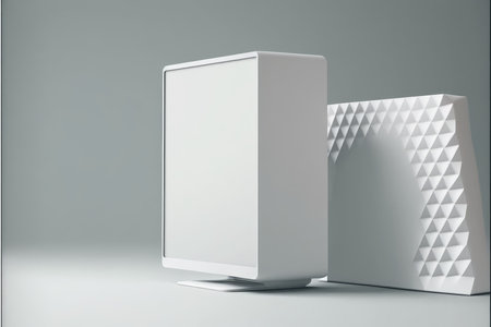 Blank white box on gray background. Mock up