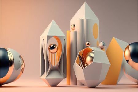 3d illustration of abstract geometric composition. minimalist design.